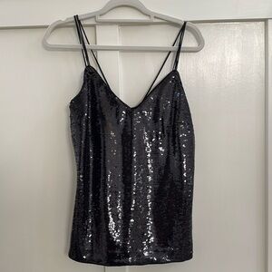 H & M Black Sequin Tank Sz S